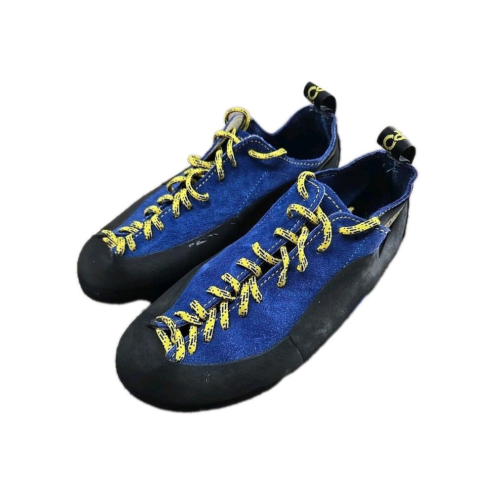La Sportiva Cliff Rock Climbing Bouldering Shoes Blue Leather Italy Sz 38 M6 W7